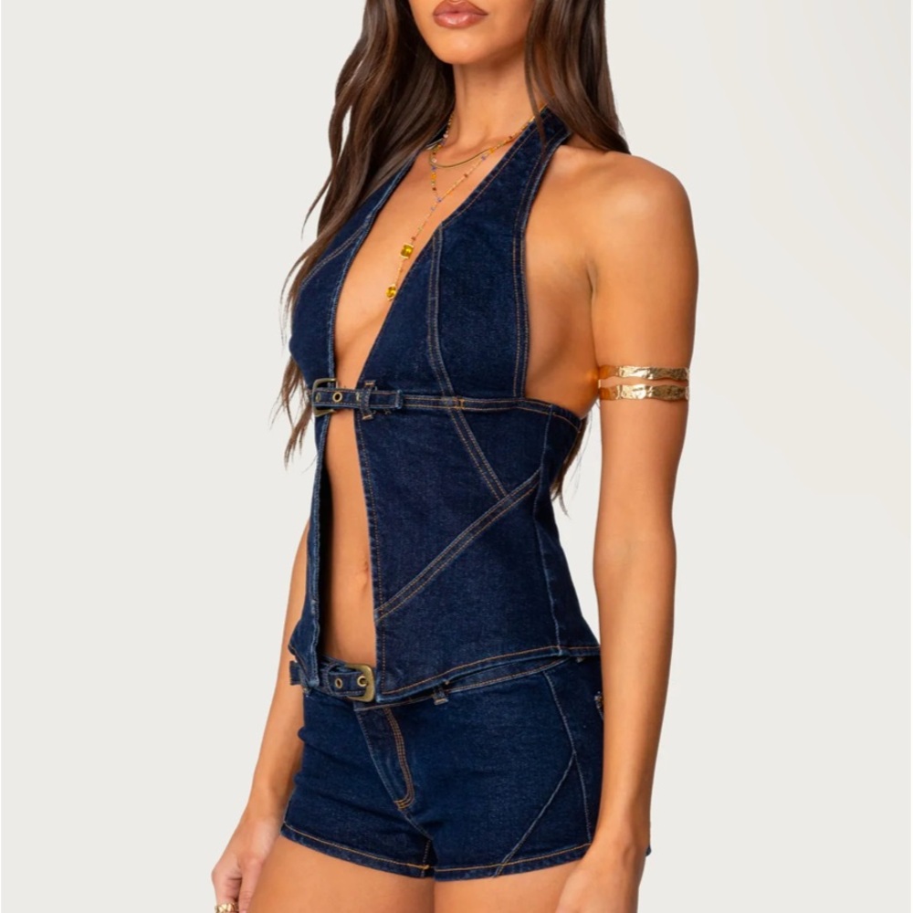 Edikted Denim Halter Top